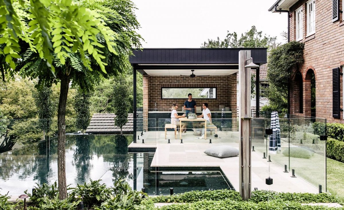 Enclosed outdoor kitchen on sale
