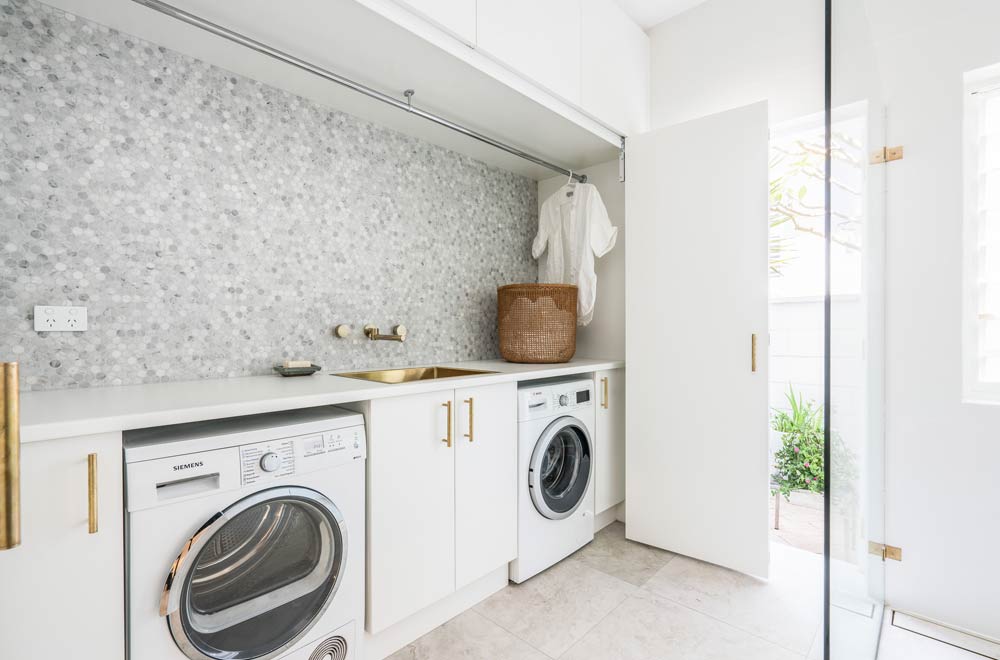 laundry in a bathroom